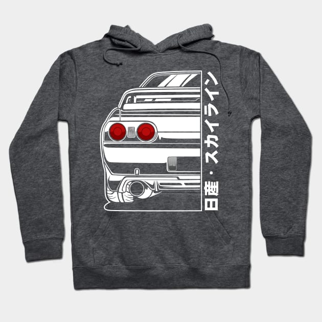 Nissan Skyline R32 GTR (White Print) Hoodie by idrdesign